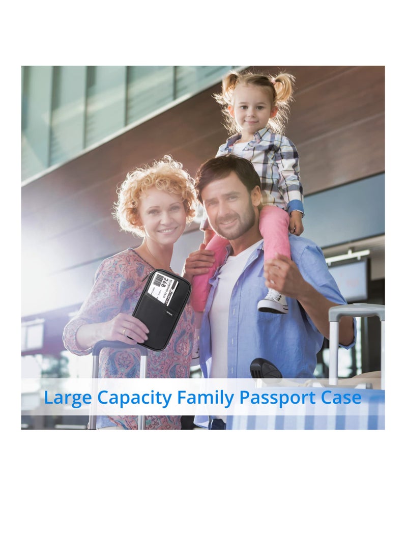 KASTWAVE - Passport Holder Travel Wallet, RFID Blocking Travel Document Holder Organiser Waterproof Family Passport Wallet for Women Men for ID Card Credit Cards Flight Tickets Money Coins Phone-Black - Image 1
