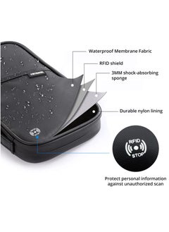 KASTWAVE Passport Holder Travel Wallet, RFID Blocking Travel Document Holder Organiser Waterproof Family Passport Wallet for Women Men for ID Card Credit Cards Flight Tickets Money Coins Phone-Black  - Image 3