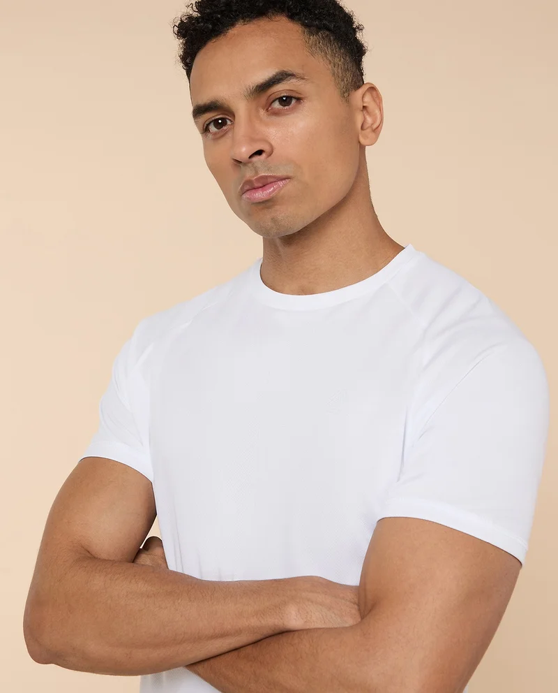 أر أند بي Logo Detail Active T-Shirt with Crew Neck and Short Sleeves