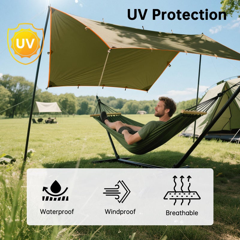FREE SOLDIER Waterproof Portable Tarp Multifunctional Outdoor Camping Traveling Awning Backpacking Tarp Shelter Rain Tarps (Simplify Brown 10Ã—10.5ft) - Image 4