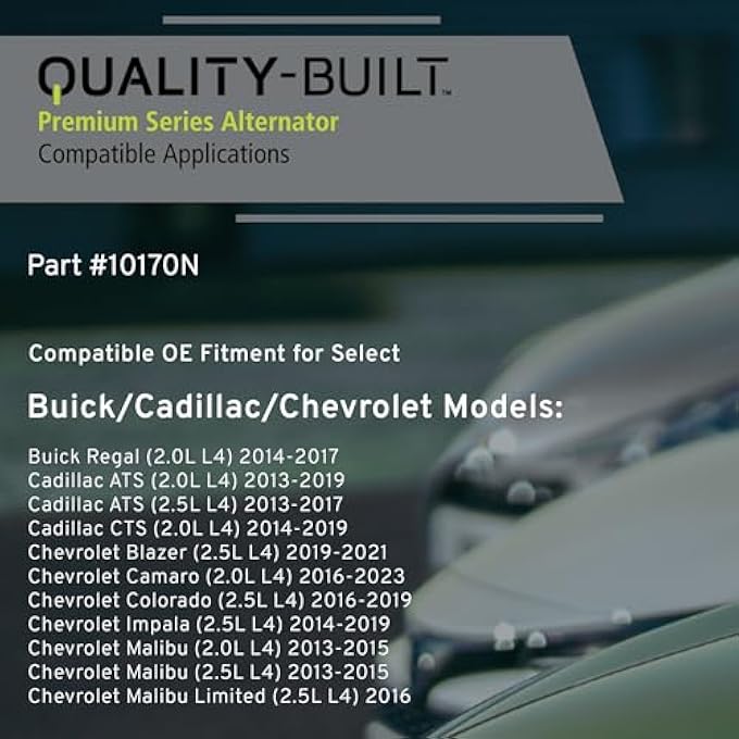 QUALITY-BUILT Premium New Alternator 10170N - OE Compatible with Select 2013-2023 Buick/Cadillac/Chevrolet (ATS,Blazer,Camaro,Colorado,CTS,Impala,Malibu,Malibu Limited,Regal) - Image 3