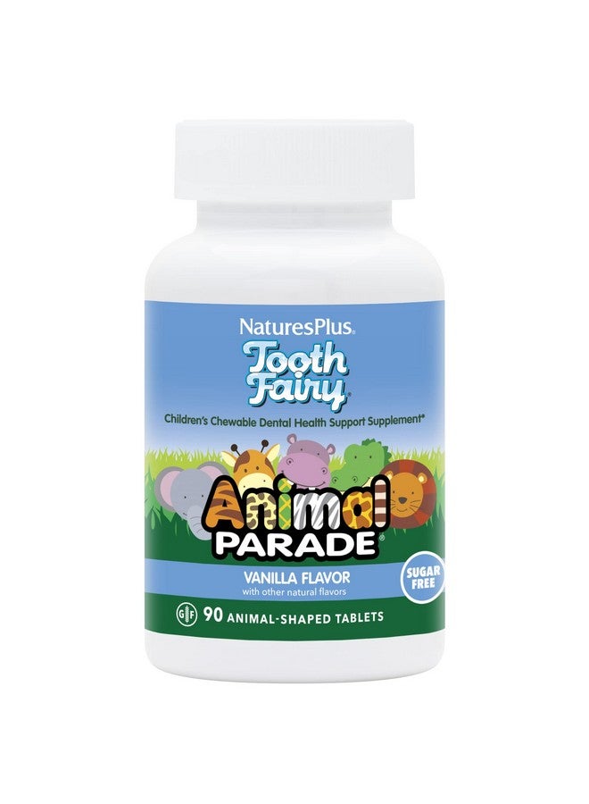 NaturesPlus ناتشرز بلس حديقة الحيوانات حبوب مضغ جنية الأسنان للأطفال - نكهة الفانيليا الطبيعية - 90 قرص على شكل حيوانات - مكمل صحة الأسنان - نباتي، خالي من الغلوتين - 45 حصة - Image 1