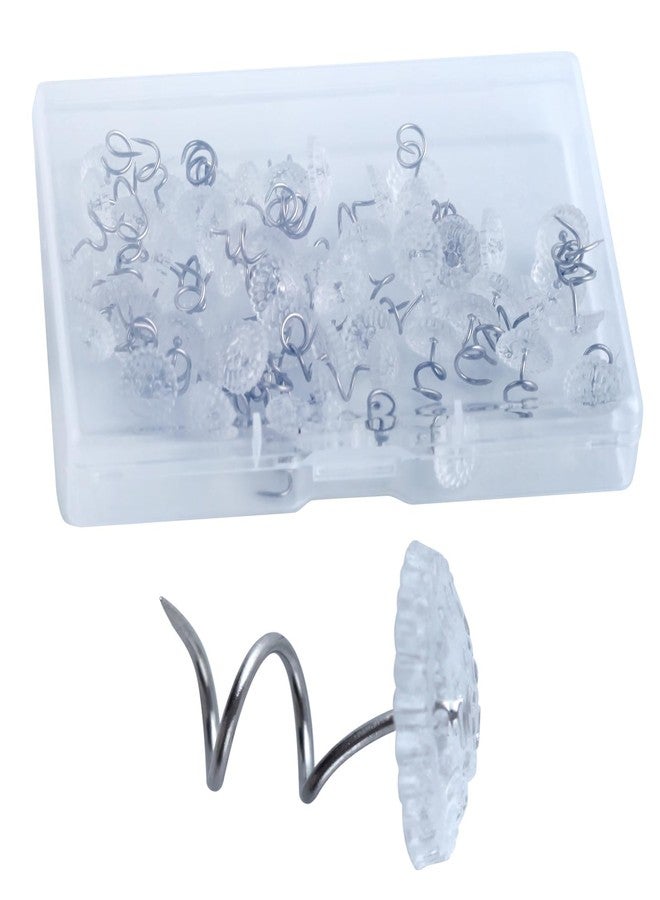 GOLD DEER 50PCS Upholstery Tacks Twist Pins Bed Skirt Pins Stainless Steel Twist Pins with Clear Heads Headliner Repair Kit Headliner Pins for Slipcovers and Bedskirts - Image 1