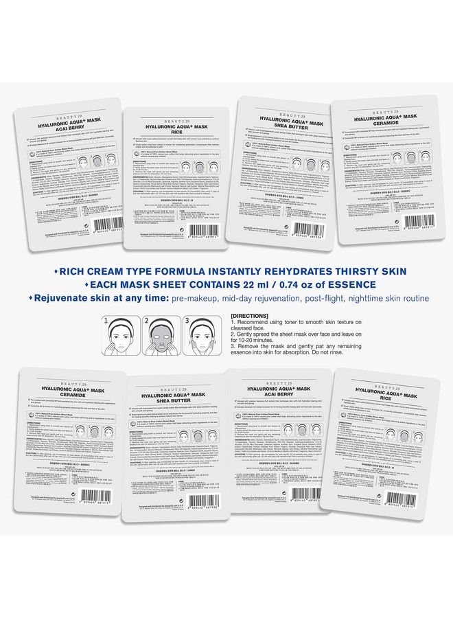 BEAUTY29 Hyaluronic Aqua Plus Essence Full Face Facial Sheet Mask 8 Sheets Combo Good For Dry Skin - Image 4