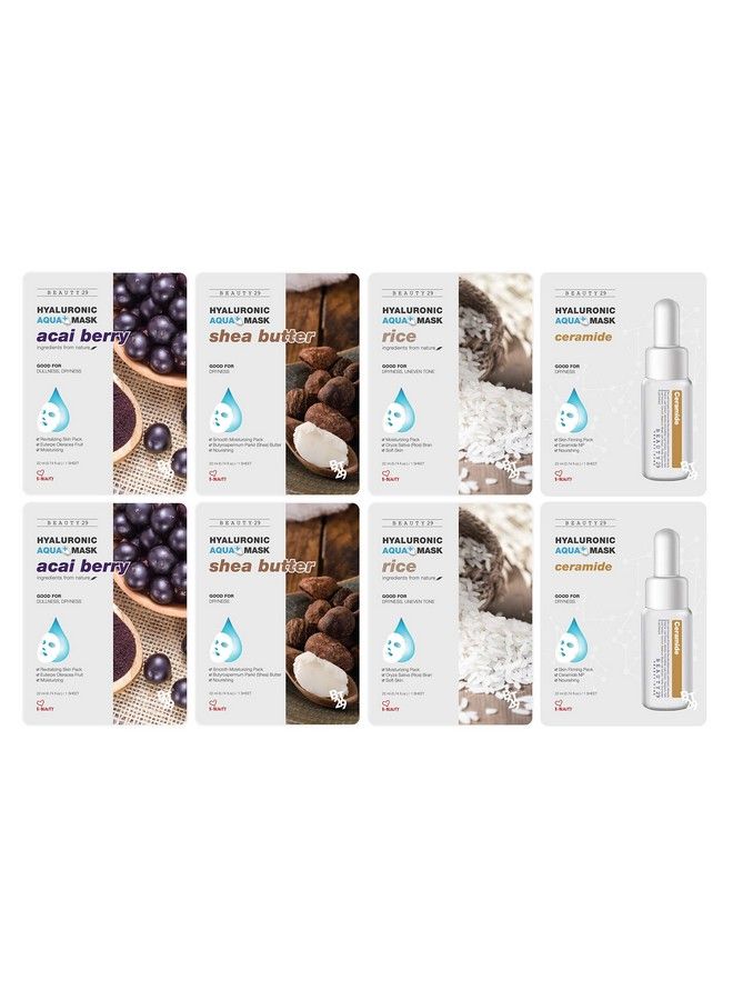 BEAUTY29 Hyaluronic Aqua Plus Essence Full Face Facial Sheet Mask 8 Sheets Combo Good For Dry Skin - Image 2