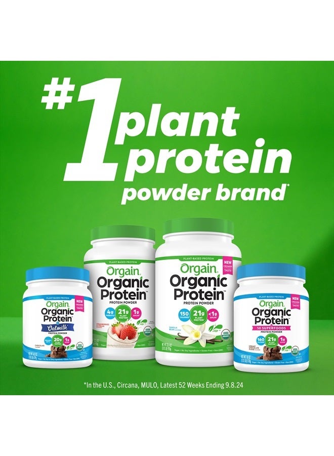 Orgain Organic Vegan Protein + 50 Superfoods Powder, Creamy Chocolate Fudge - 21g Plant Based Protein, 10g Prebiotic Fiber, No Lactose Ingredients, Gluten Free, No Added Sugar, Non-GMO, 1.12 lb