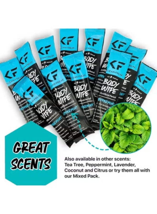 KLEAN FREAK Body 12-Count Wipes - Original Disposable Wipes, Individually Wrapped for the Gym, Workout, Hiking, Travel, and Sport (Peppermint) - Image 2