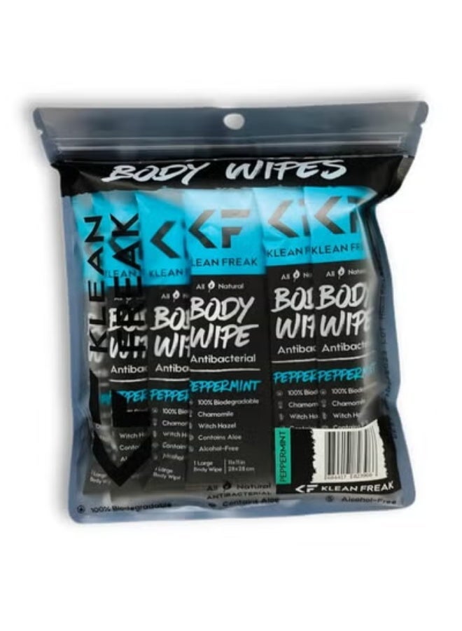 KLEAN FREAK Body 12-Count Wipes - Original Disposable Wipes, Individually Wrapped for the Gym, Workout, Hiking, Travel, and Sport (Peppermint) - Image 1