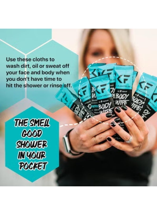 KLEAN FREAK Body 12-Count Wipes - Original Disposable Wipes, Individually Wrapped for the Gym, Workout, Hiking, Travel, and Sport (Peppermint) - Image 4