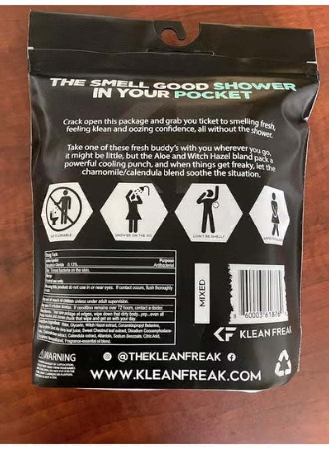 KLEAN FREAK Body 12-Count Wipes - Original Disposable Wipes, Individually Wrapped for the Gym, Workout, Hiking, Travel, and Sport (Peppermint) - Image 3
