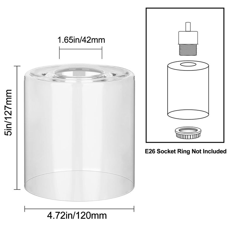Lynnoland 1 Pack Clear Glass Shade Cylinder, Glass Lamp Shade Replacement Shade for Pendant light, Floor lamp, Desk lamp, Wall Sconces and Bathroom Light Fixtures - Image 2