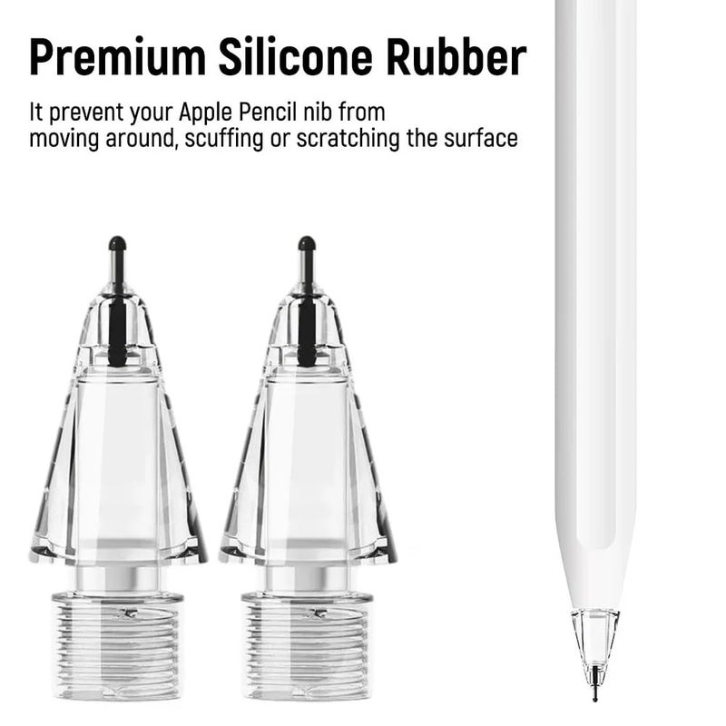 Love Mei Replacement Pencil Tips for Apple Pencil Pro,Pencil Pro Tips fit for Apple 2nd 1st Gen USB-C,and Logitech Crayon Digital Pencil,Needle Pencil Tips with Case,Noiseless IPad Pro Pencil Sets(4B&2B) White - Image 2