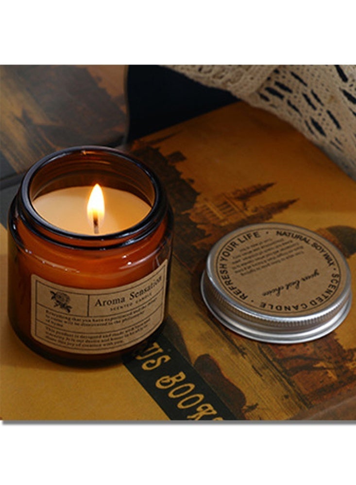 Candle Natural Soy Wax Scented Candle Large Brown Glass Jar with Lid Long Burning Aromatherapy Candle Home Fragrance Candle for Bedroom Living Room Bathroom Spa Relaxation Birthday Gift for Women Family - Image 1