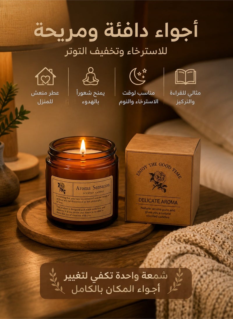 Candle Natural Soy Wax Scented Candle Large Brown Glass Jar with Lid Long Burning Aromatherapy Candle Home Fragrance Candle for Bedroom Living Room Bathroom Spa Relaxation Birthday Gift for Women Family - Image 2