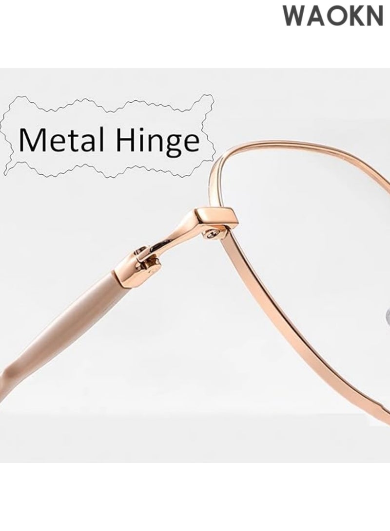 دبليو أيه أو كي أن نظارات قراءة مرنة TR90 للنساء، قارئ كمبيوتر عصري مضاد للضوء الأزرق مع مفصل زنبركي. نظارات القراءة، نظارات عصرية باللون الذهبي الوردي، نظارات بإطار من التيتانيوم خفيف الوزن، نظارات عمل بإطار كامل، إطار نظارات للرجال والنساء. - Image 3