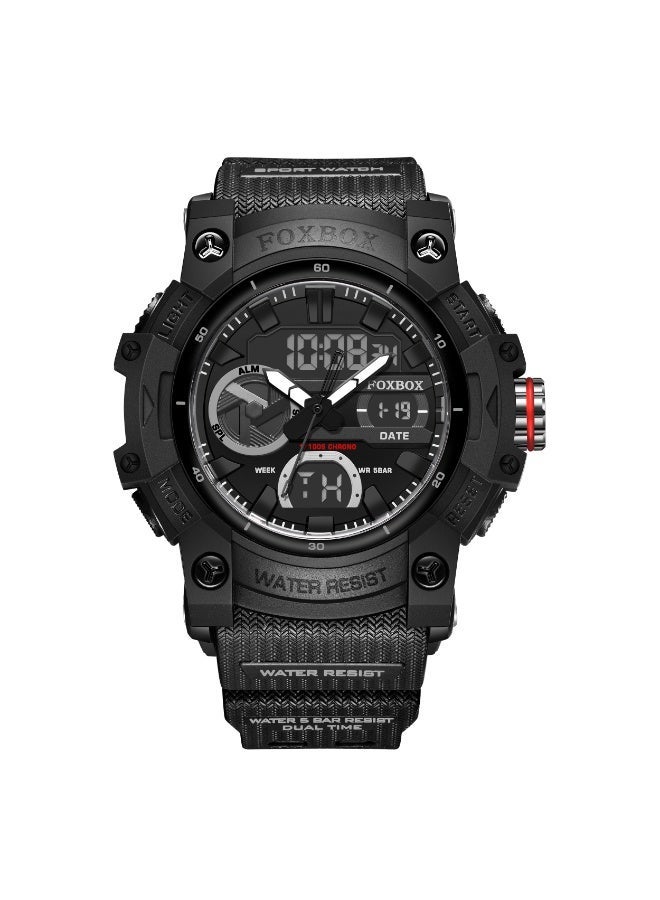 FOXBOX Cool and Stylish Digital Analog Watches for Men with Dual Display of Week/Calendar, Large Dial, Waterproof, Outdoor Sports, Luminous Pointer,Silicone Black Strap Quartz Mens Watches - Image 2