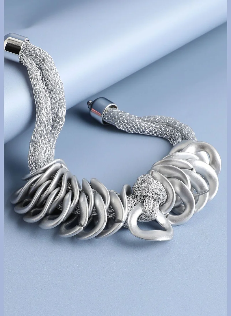 SOHI Silver Plated Designer Necklace