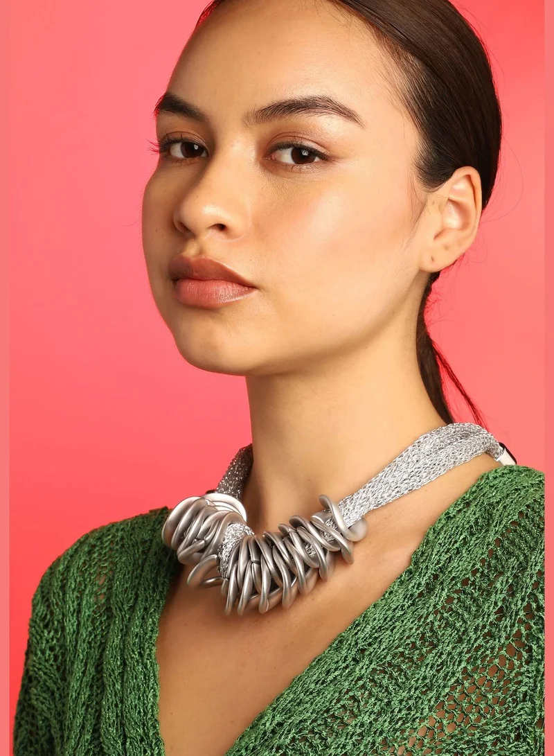 SOHI Silver Plated Designer Necklace