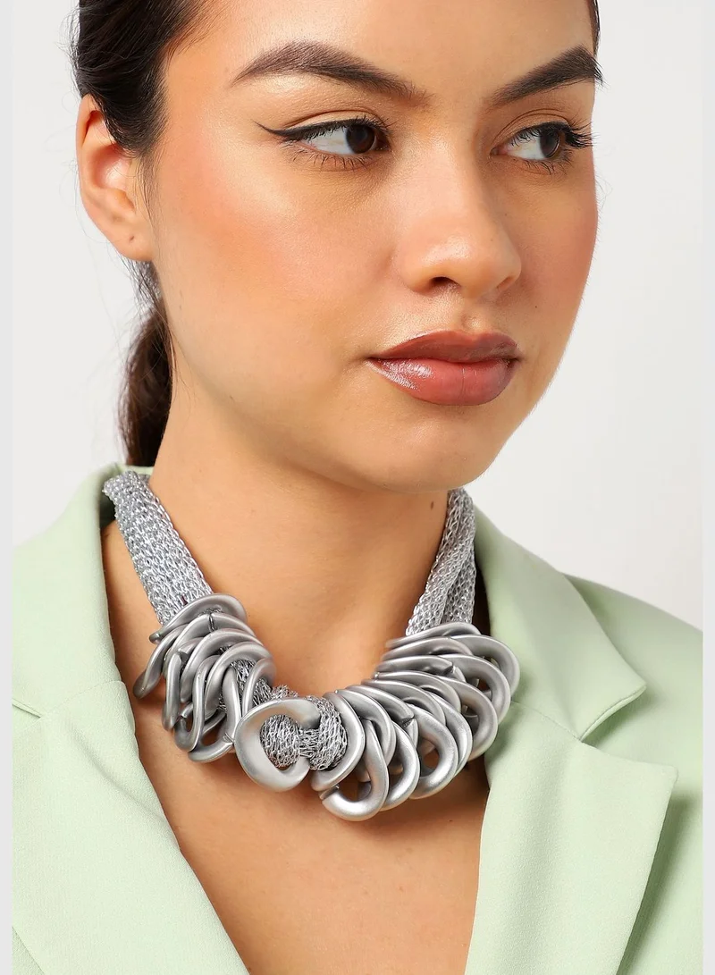 SOHI Silver Plated Designer Necklace