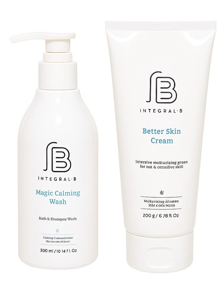 INTEGRAL B | K-Beauty Skincare Kit – Magic Calming Wash 300ml + Better Skin Cream 200g | Deep Cleanse & Intense Moisture | For Sensitive, Dry Skin | All Ages - Image 1