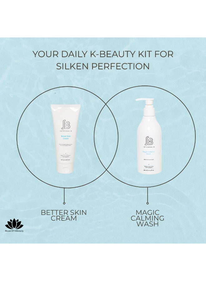 INTEGRAL B | K-Beauty Skincare Kit – Magic Calming Wash 300ml + Better Skin Cream 200g | Deep Cleanse & Intense Moisture | For Sensitive, Dry Skin | All Ages - Image 2