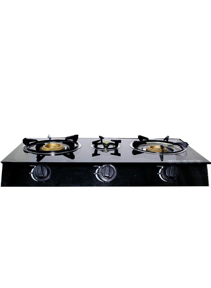 Glass Gas Stove Of 3 Burners And 3 Meter  Gas Hose With Sealing Plugs  - Image 2