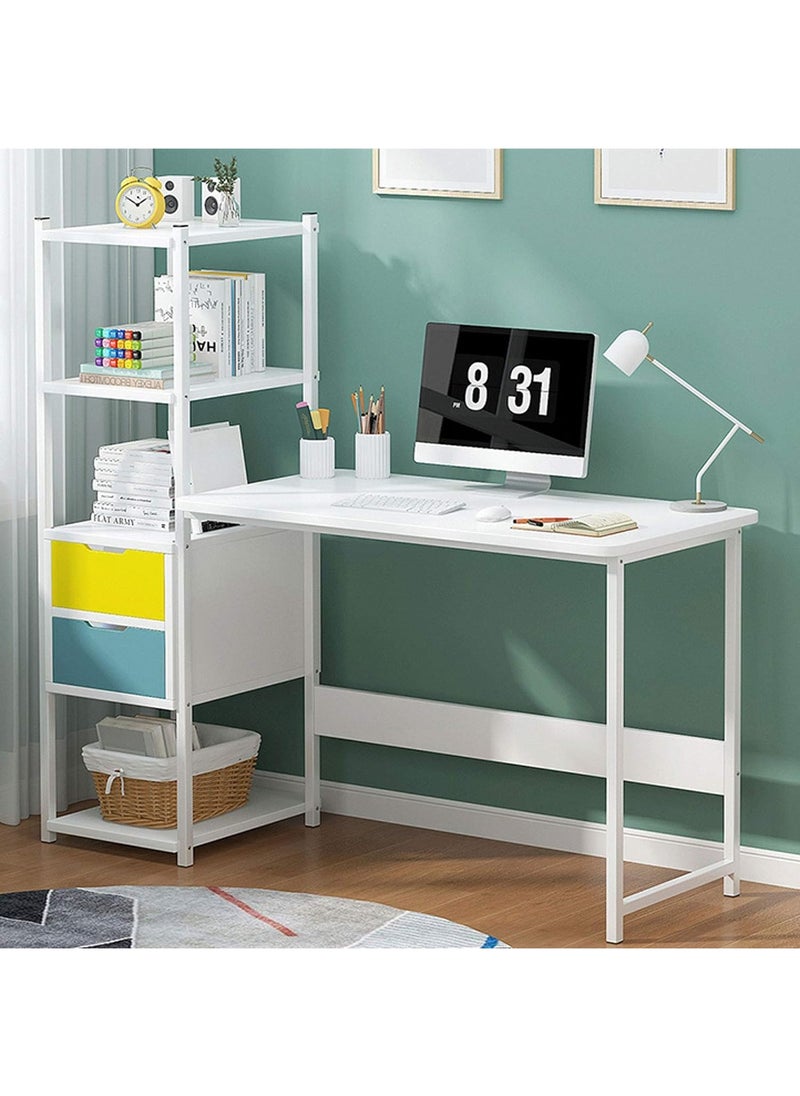 DubaiGallery Computer Table Desk Home Office Workstation Large Laptop Table with Bookshelf Storage Shelf and Large Desktop for Study Working and Gaming  - Image 3
