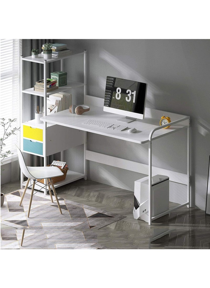 DubaiGallery Computer Table Desk Home Office Workstation Large Laptop Table with Bookshelf Storage Shelf and Large Desktop for Study Working and Gaming  - Image 1