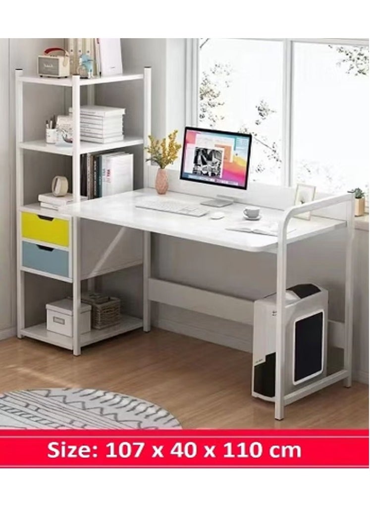 DubaiGallery Computer Table Desk Home Office Workstation Large Laptop Table with Bookshelf Storage Shelf and Large Desktop for Study Working and Gaming  - Image 2