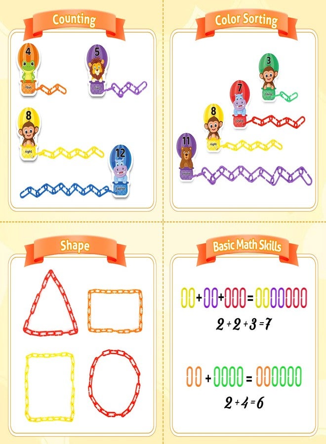 Laffunz Fine Motor Skills Toys Plastic Chain Links for Kids, Sensory Counting Toys Toddlers Math Manipulatives Math Games Preschool Kindergarten Classroom Must Haves Color Recognition Learning Games - Image 4