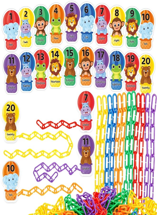 Laffunz Fine Motor Skills Toys Plastic Chain Links for Kids, Sensory Counting Toys Toddlers Math Manipulatives Math Games Preschool Kindergarten Classroom Must Haves Color Recognition Learning Games - Image 1