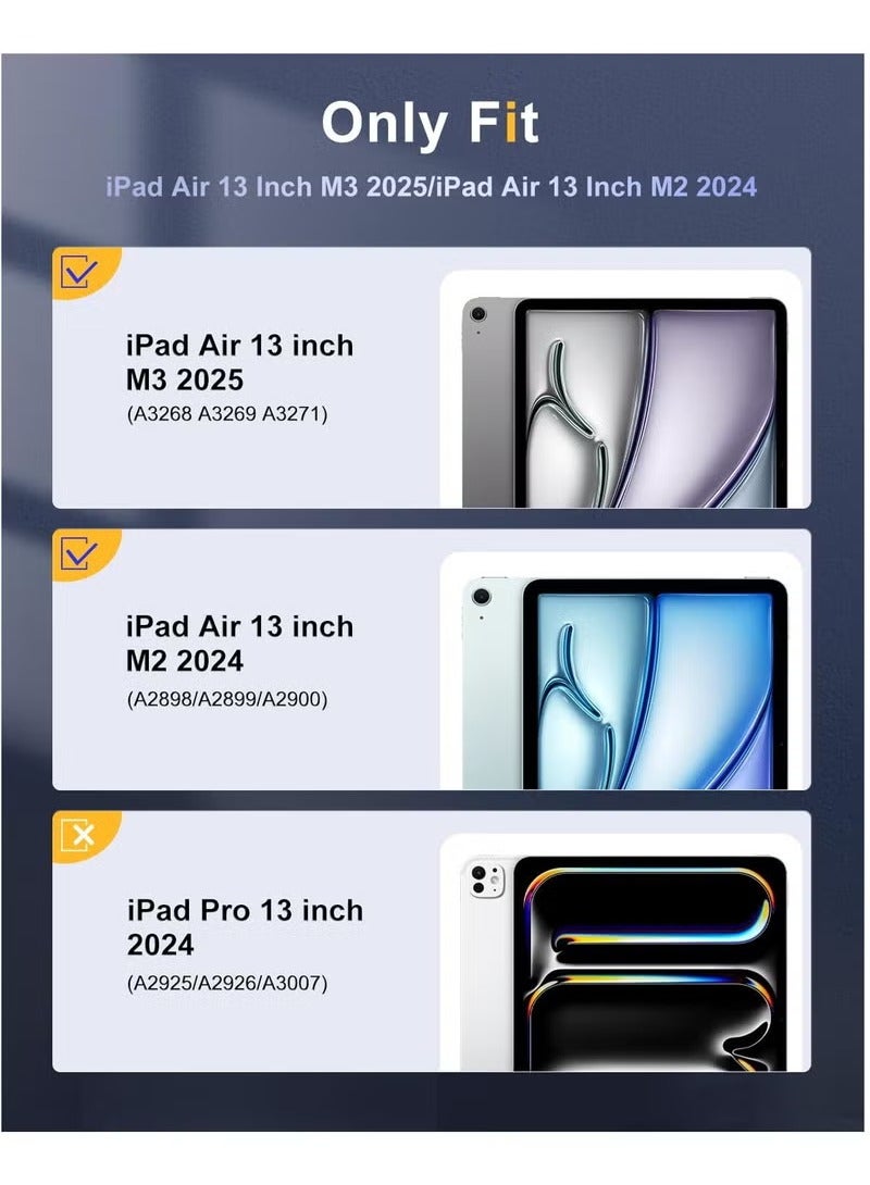 MIGOFAST Case for New iPad Air 13 inch M3 M2 2025 2024 with Pencil Holder Slim Stand Protective Cover with Clear Transparent Back Shell for iPad Air 13 inch Auto Wake Sleep Blue - Image 2