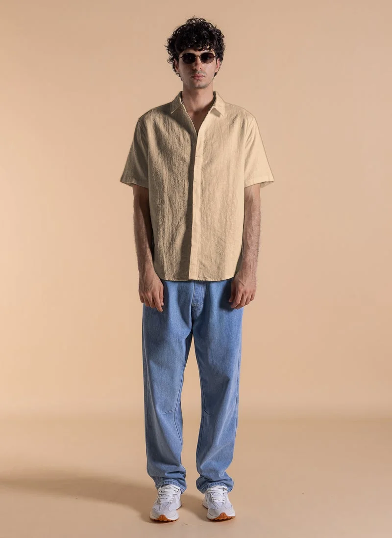 SHAPES Beige TEXTURED COMFORT SHIRT for Men | Best Price UAE