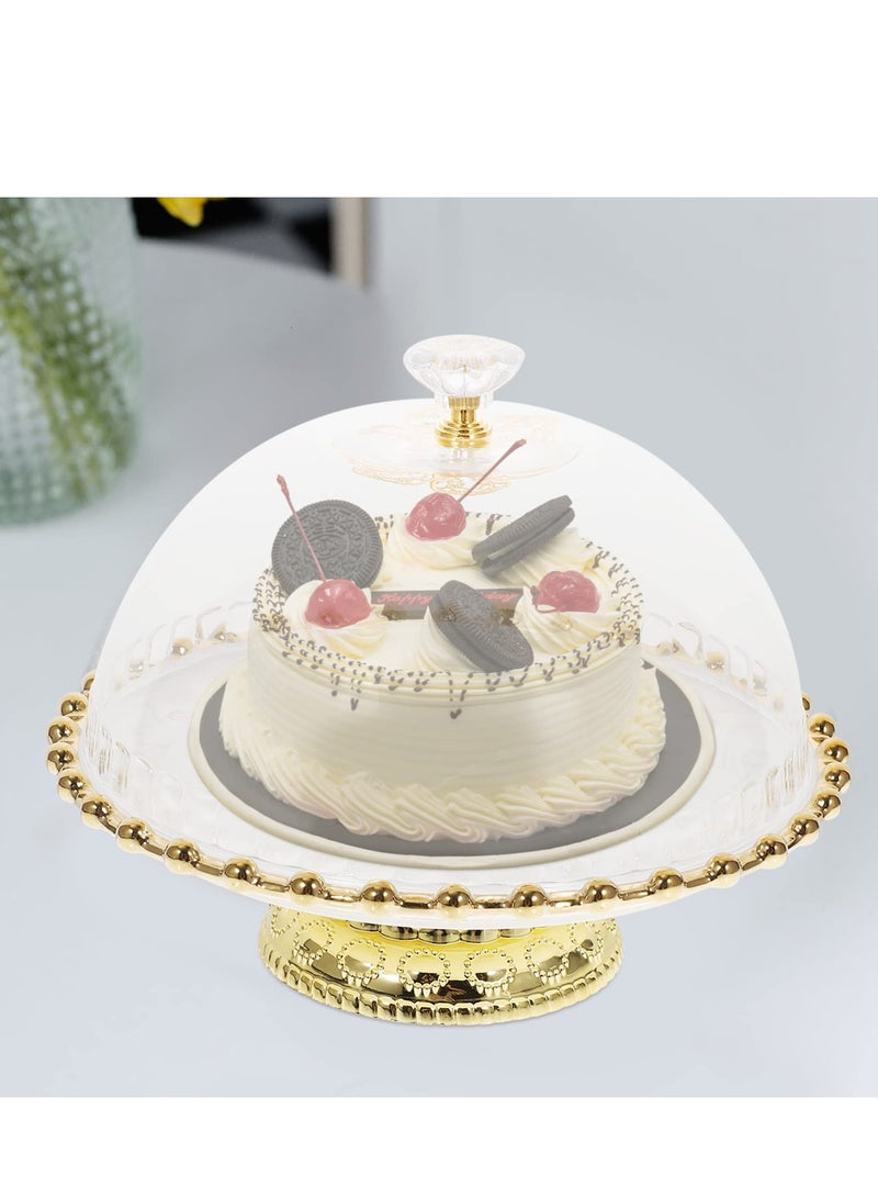 SYOSI طبق كعك بغطاء زجاجي، قبة زجاجية دائرية واضحة لطبق الكعك، حامل كب كيك، طبق عرض المعجنات، غطاء صينية الكعك للحلويات البيضاء  - Image 3