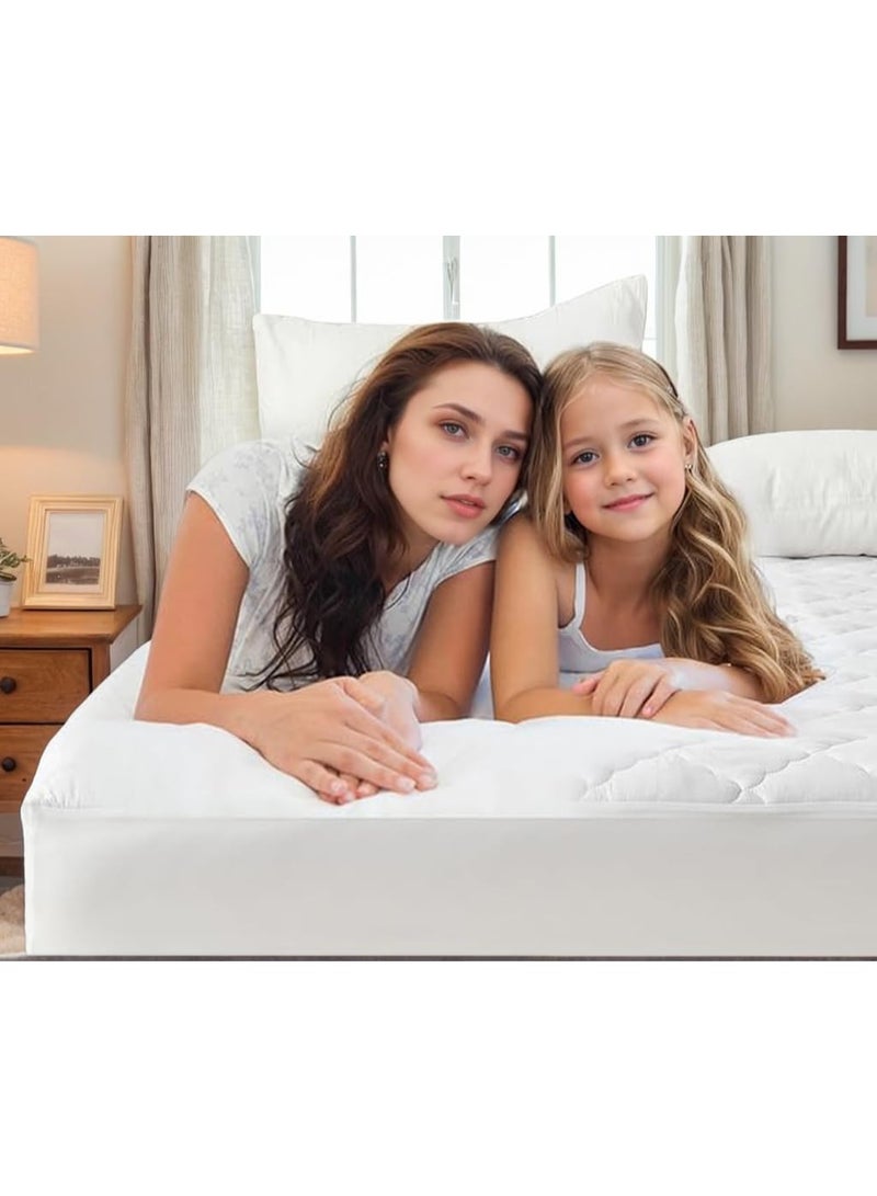 100% Waterproof Mattress Pad Protector,Breathable Quilted Mattress Cover,Breathable Mattress Protector,Soft Breathable Mattress Pad Cover,Dust Proof Mattress Protector (White， 200cm*200cm) - Image 4