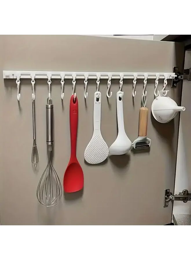 10 S Hook Models With Track Pulley Self Adhesive Wall Hanging Set For Kitchen Cabinet Door Easy No Drill Installation - Image 1