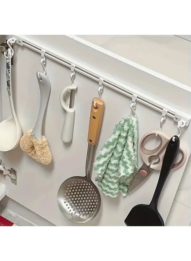 10 S Hook Models With Track Pulley Self Adhesive Wall Hanging Set For Kitchen Cabinet Door Easy No Drill Installation - Image 2