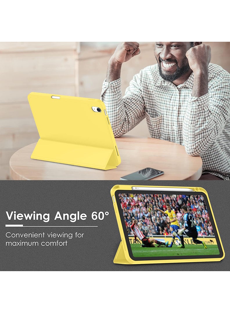 Theodor Case for iPad Air 11 6th Gen-inch M2 (2024), iPad Air 5th Gen (2022) / iPad Air 4th Gen (2020) 10.9 Inch - Flexible Soft Back Cover with Pencil Holder Yellow - Image 4