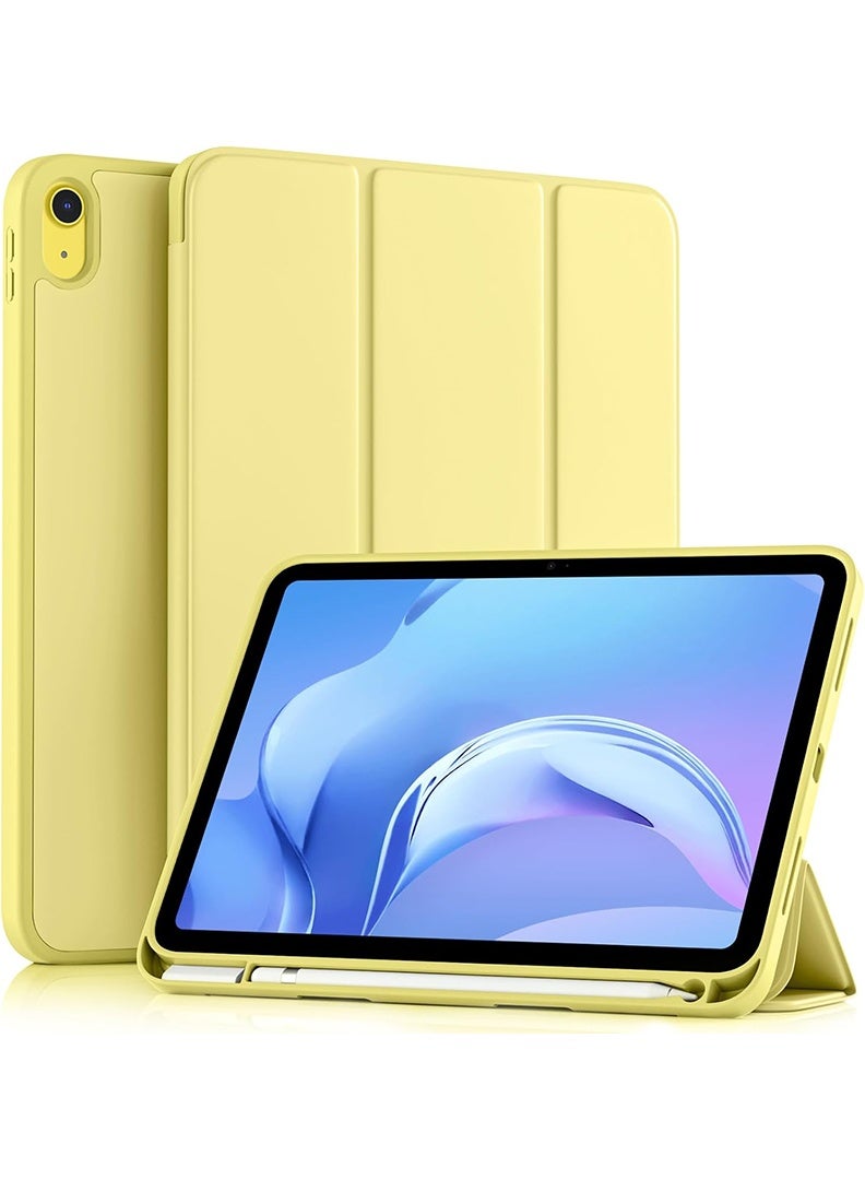 Theodor Slim Smart Case for iPad Air 11 Inch (M4 2026/ M3 2025/ M2 2024) Lightweight Slim Trifold Cover with Pencil Holder, Soft TPU Back, Auto Wake Sleep, Shockproof Protective Tablet Case - Yellow