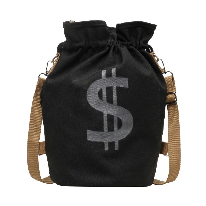 Multi-Purpose Canvas Bag Fashion Brand Personalized Drawstring Bucket Bag Men'S And Women'S Shoulder Messenger Bag Ins Japanese Student Backpack - Image 1