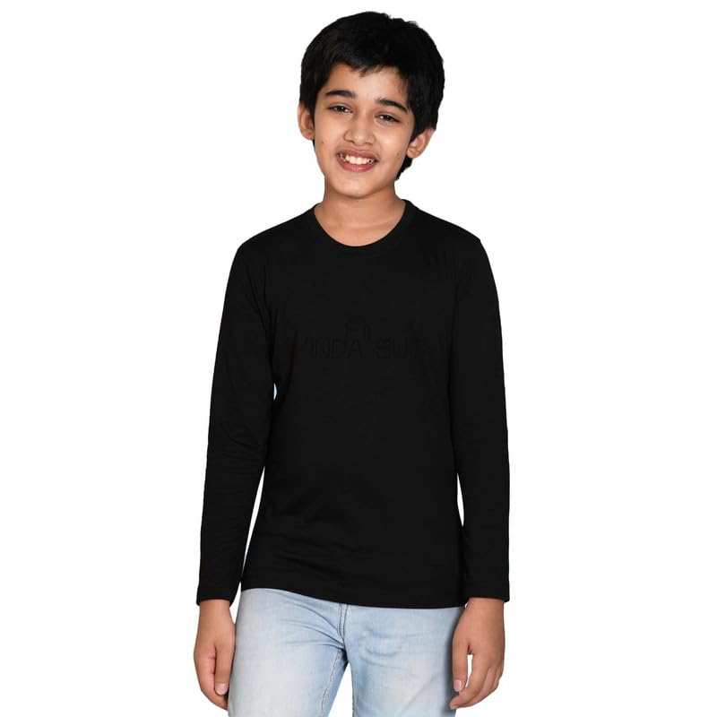 Nusyl Black Kinda sus Text Printed Full Sleeve Cotton T-Shirts for Boys| Rib Round Neck Tees for Boys|Casual T-Shirt for Boys |Long Lasting Print Colors | - Image 1