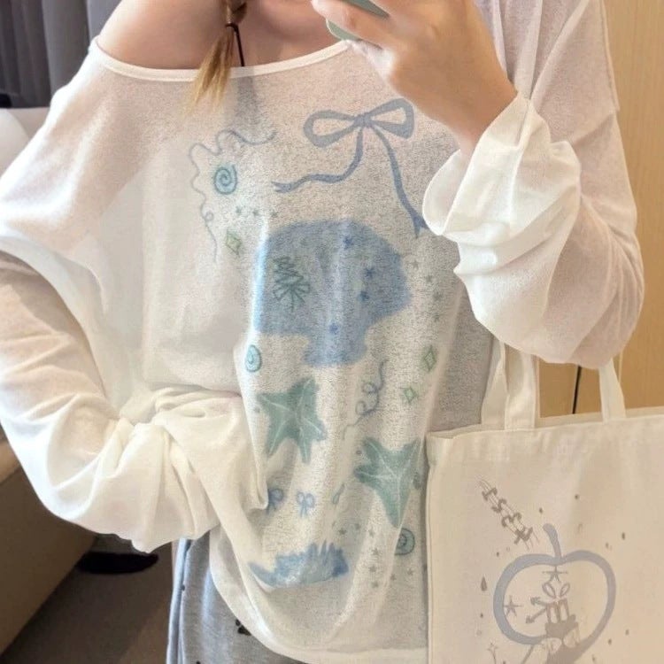 Women's Long Sleeve Printed T-Shirt with Sun Protection - Image 1