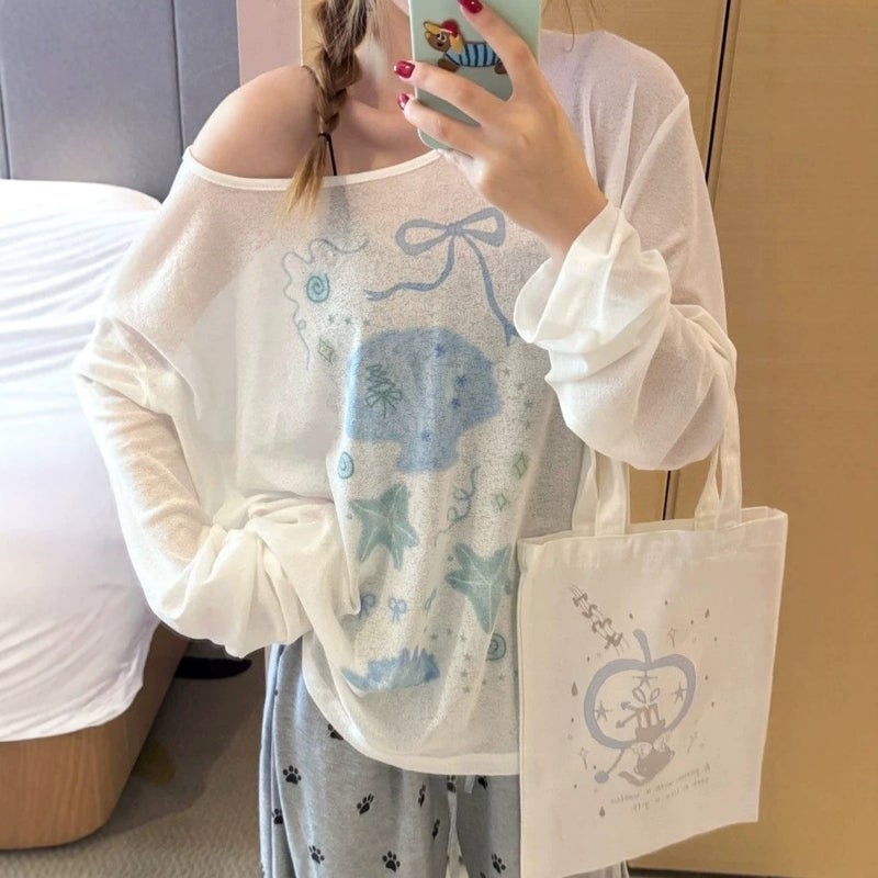 Women's Long Sleeve Printed T-Shirt with Sun Protection - Image 4
