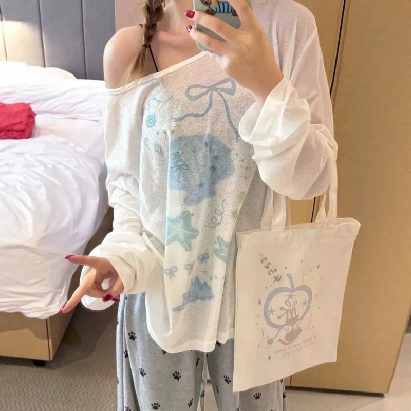 Women's Long Sleeve Printed T-Shirt with Sun Protection - Image 3