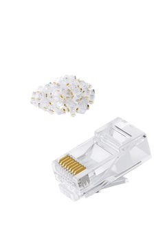 Kuwes 25-Piece Open End Pass Through Cat6 Lock Style Safety Connector Set Clear/Gold  - Image 1