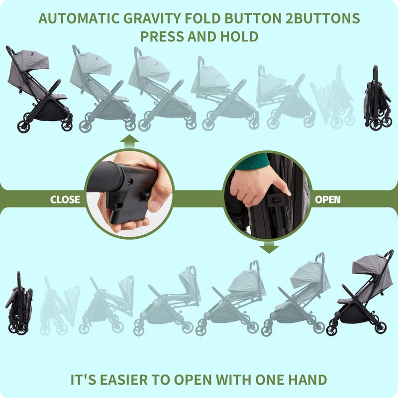 COOL KIDS Gravity Automatic Fold Travel Stroller - Image 2