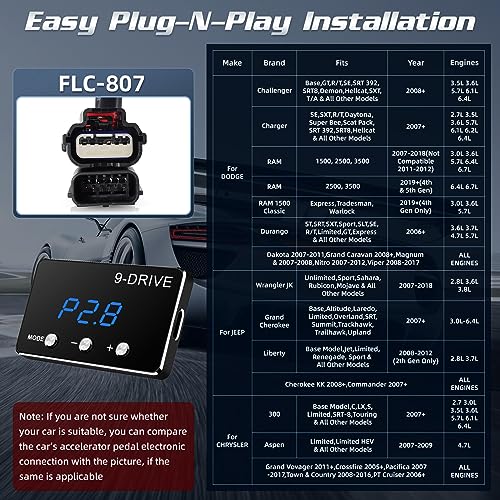 MAIMEIMI Throttle Response Controller, 9 Drive Modes Smart Electronic Racing Accelerator for Dodge Challenger Charger Ram Durango Jeep Cherokee KK Wrangler JK Liberty Chrysler 300 Aspen - Image 2