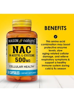 MASON Natural Nac N-Acethyl-L-Cysteine, 500Mg, 60 Capsules  - Image 2