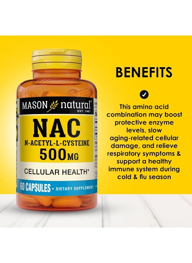 MASON Natural Nac N-Acethyl-L-Cysteine, 500Mg, 60 Capsules  - Image 2