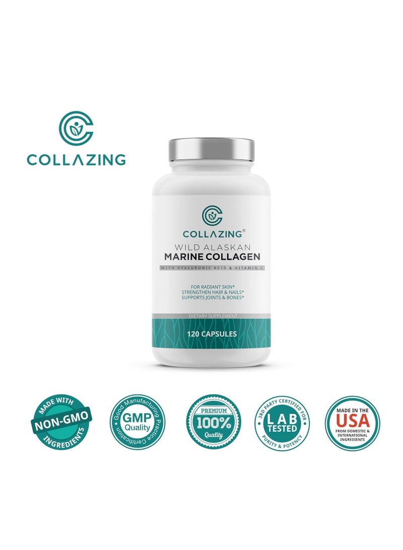 C COLLAZING ببتيدات الكولاجين البحري المستخرج من الألاسكا + حمض الهيالورونيك + فيتامين C لبشرة وشعر وأظافر جميلة 120 كبسولة - Image 4
